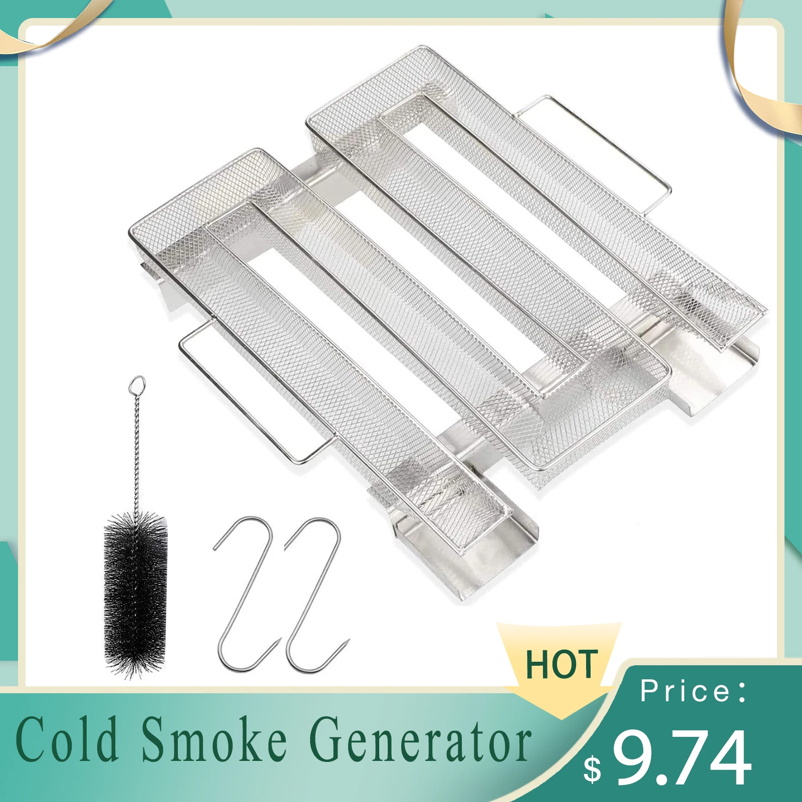 Cold Smoke Generator For BBQ Grill Wood Dust Hot And Cold Smoking Salmon Meat Burn Cooking Stainless BBQ Tools BBQ Accessories