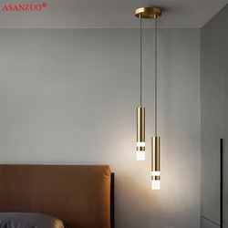 Luces colgantes LED modernas, lámpara colgante de tubo de aluminio minimalista para restaurante, cafetería, dormitorio, mesita de noche, lámpara colgante de línea larga