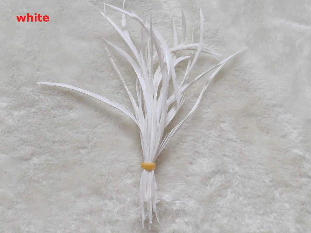 Feathers for crafts!50pcs/100pcs/Lot white feathers, LOOSE BRIGHT WHITE STRIPPED GOOSE BIOTS for Fly Tying 6-8