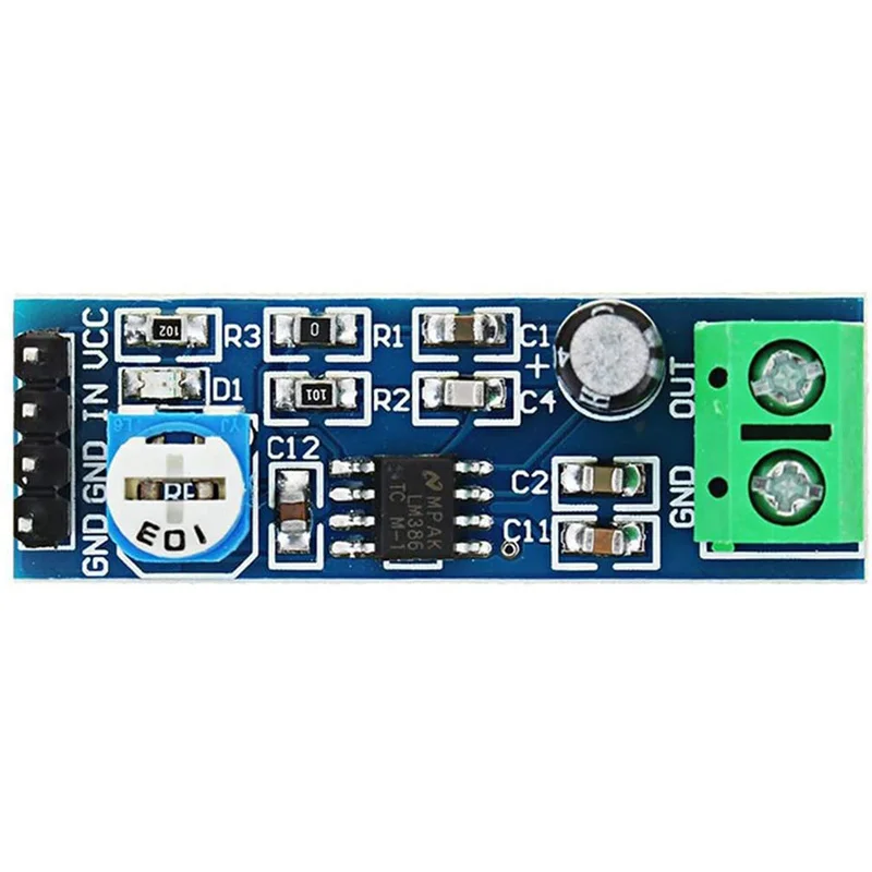 Módulo amplificador de potencia de Audio, placa amplificadora Mono, entrada de 5V-12V, 200 veces de ganancia, LM386, 5 unids/lote