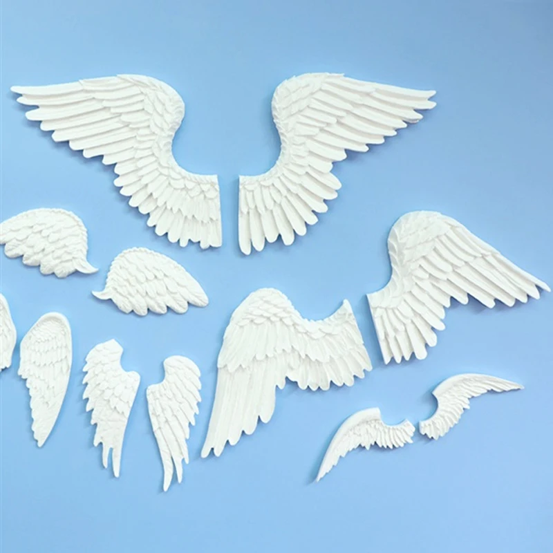 9 Differs Angel Wings UV Resin Silicone Mold Fondant Chocolate Candy Gumpaste Lollipop Crystal Epoxy Soft Clay Bake Tools C342