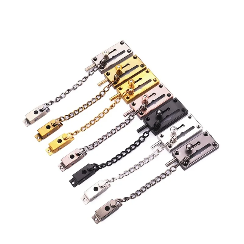 1PCS Stainless Steel Security Door Chain Lock Anti-theft Slide Bolts for Hotel Living room Bedroom Door Latch Furniture Hardware