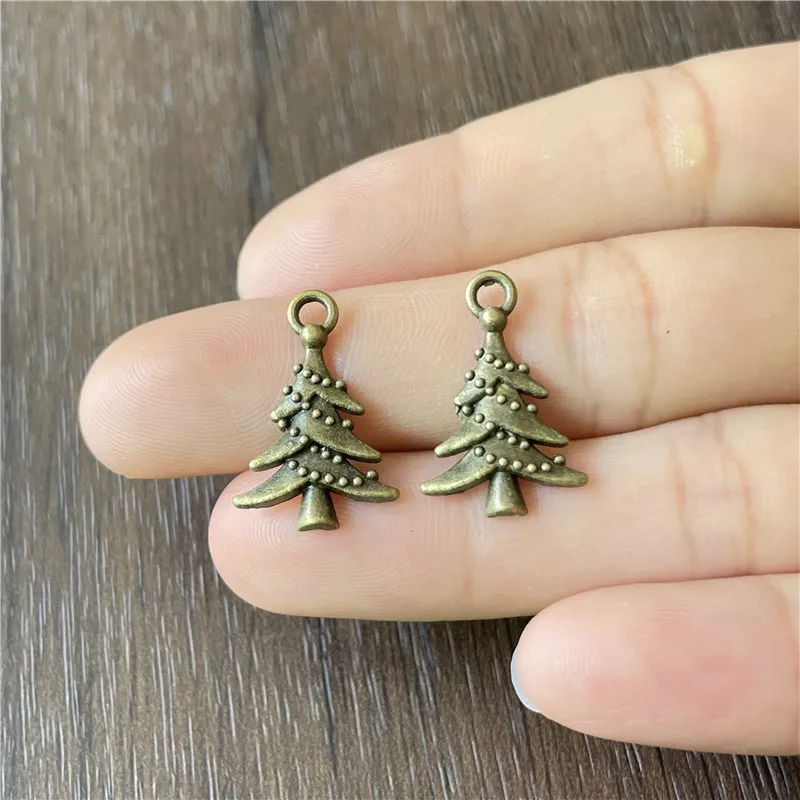 Charms Christmas Tree Holiday Metal Pendant for Jewelry Making DIY Bracelet Necklace Accessories Celebration