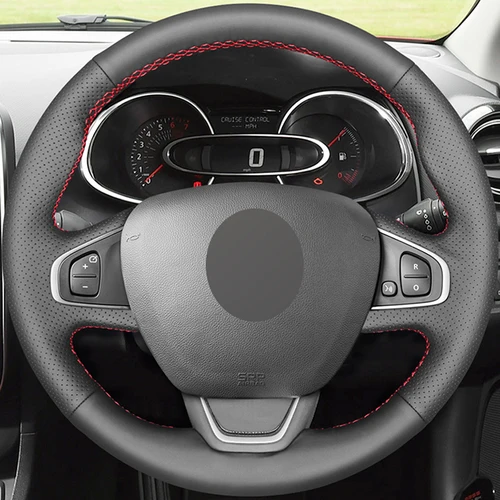 Imagen 2 del producto Cubierta de volante de coche para Renault Clio 4 (IV) Kaptur Captur 2016-2019, envoltura de dirección personalizada, cuero de microfibra, costura a mano
