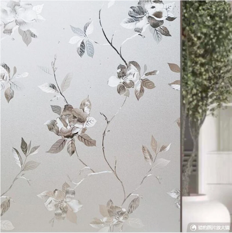 Thickened Window Glass Sticker, Opaque Anti-Peep, Anti-ultraviolet Frosted Glue-Free, Electrostatic Embossed Flower Privacy Film