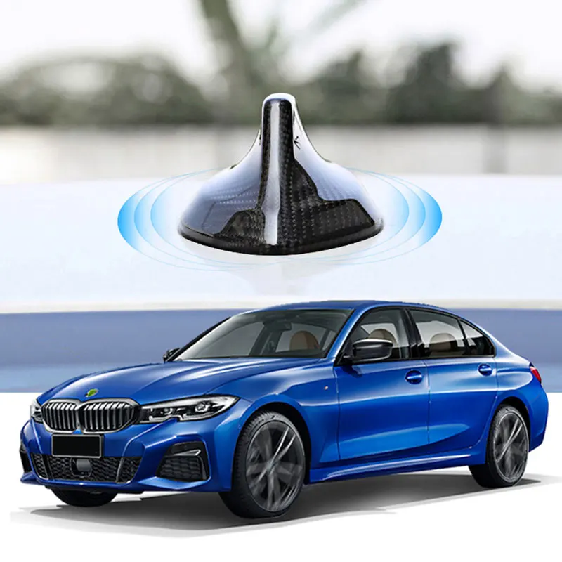 Real Carbon Fiber Car Antenna Cover Without Hindrance Signal Transmission For Bmw Series Protection Decoration Car Accessories