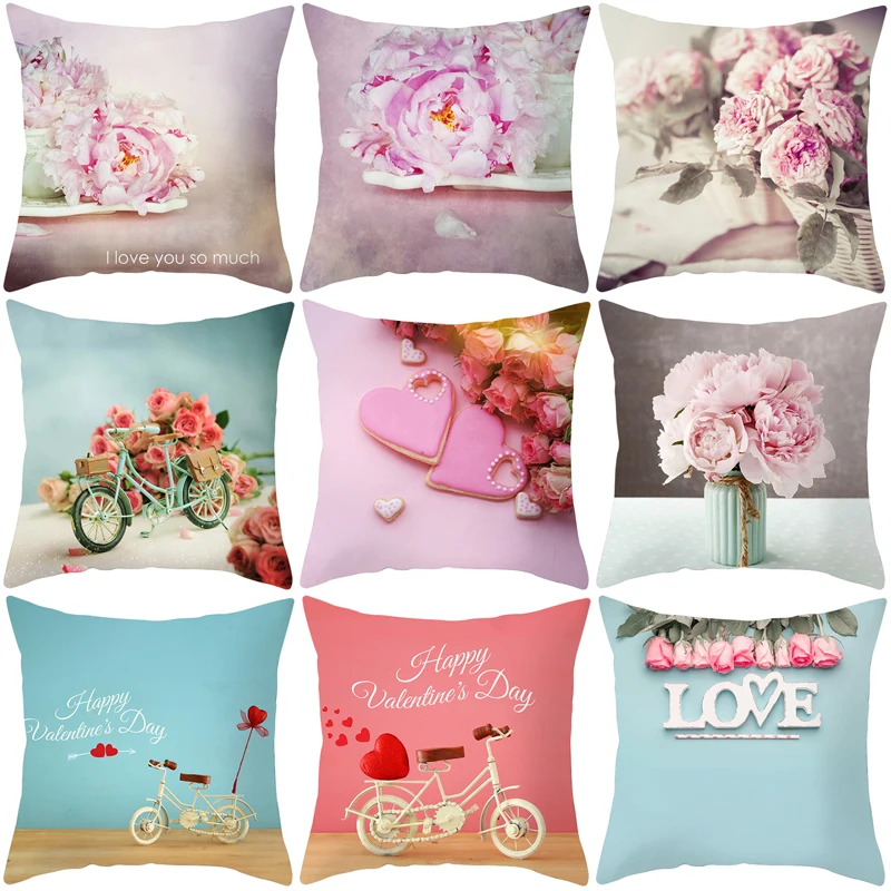 

Rose Family Valentine's Day Pillow Case Explosive Home Decoration Pillow Case Sofa Pillow Set