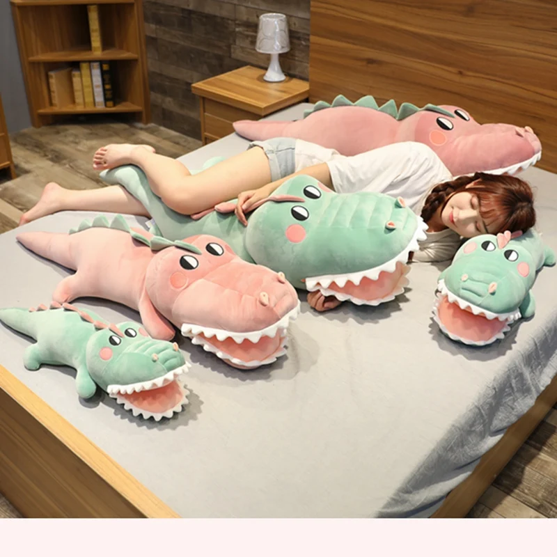 Funny Soft Simulation Crocodile Plush Toy Cartoon Animal Alligator Stuffed Doll Bed Sleeping Pillow Cushion Friend Birthday Gift