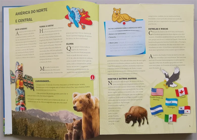 Parent Child Kids Portuguese Book Early Education Cute Picture World Geography Knowledge Hardcover Libros Book Age 8 up