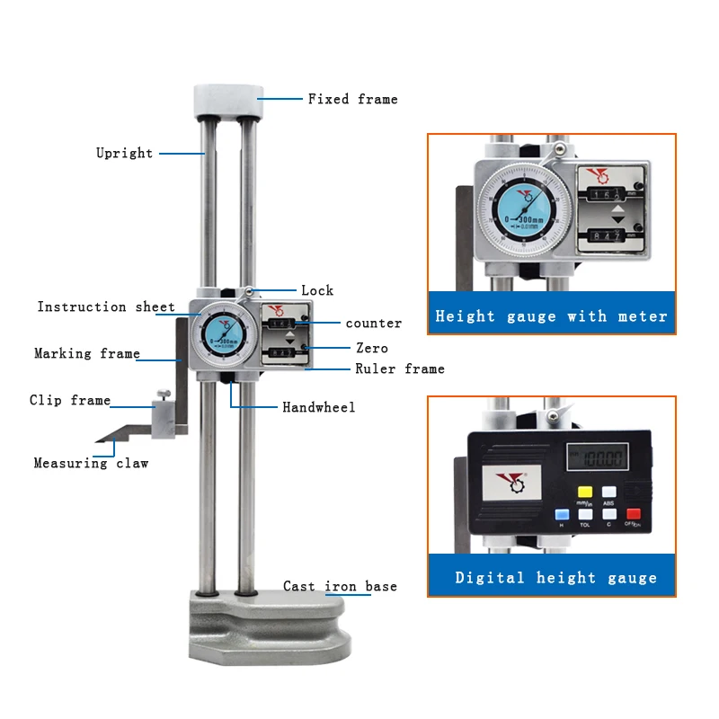 High Quality Double Column Digital Height Gauge 0-300mm 0.01mmTable Height Ruler High Precision Double Column Table Height Ruler