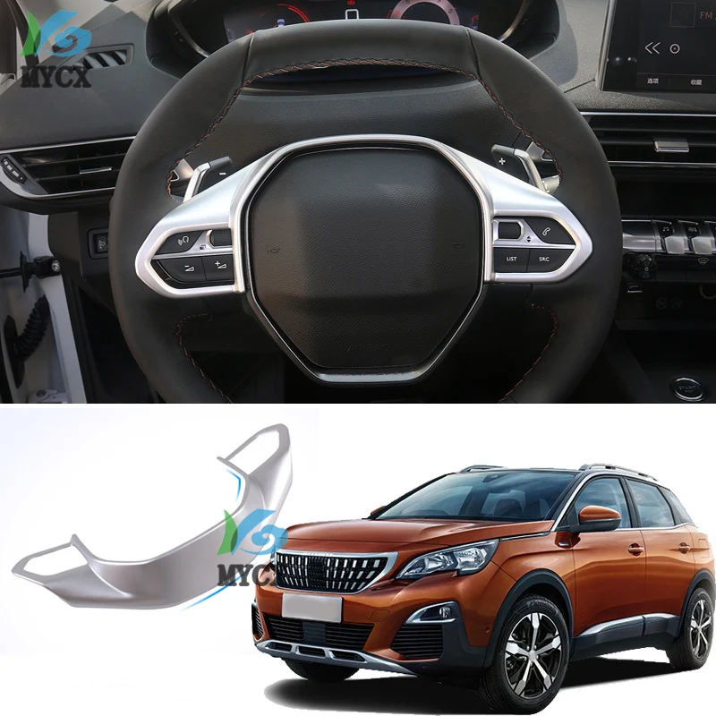 

Car Styling Accessories For Peugeot 3008 GT 4008 5008 ABS chrome sticker steering wheel trim decorative frame cover 2018