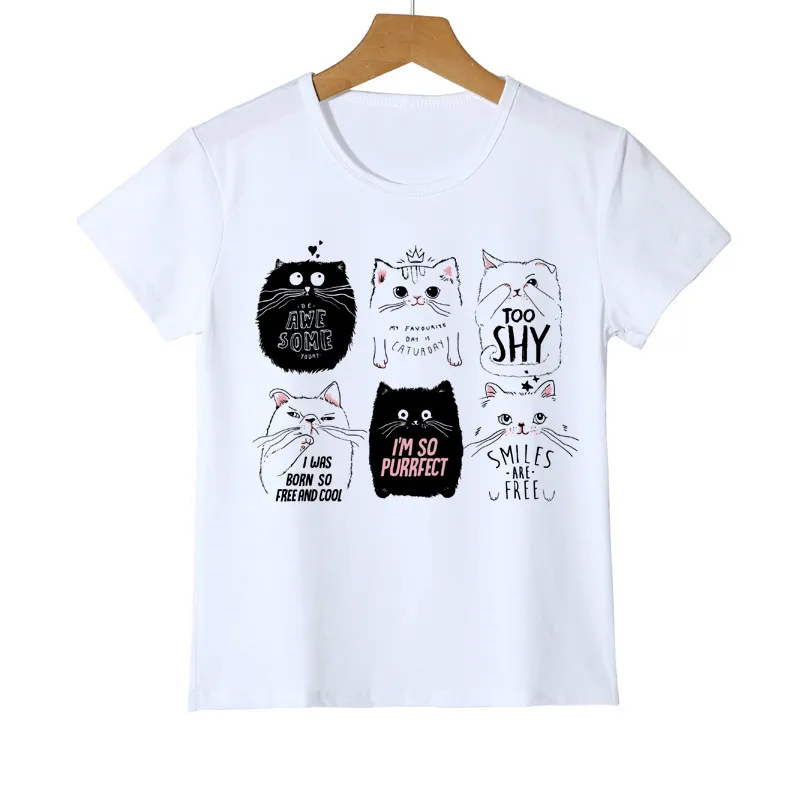 Summer Harajuku Animal Cat Print Kid T Shirt Short Sleeve Boy T Shirt Girl Tops Teen T-shirt Children\'s clothes