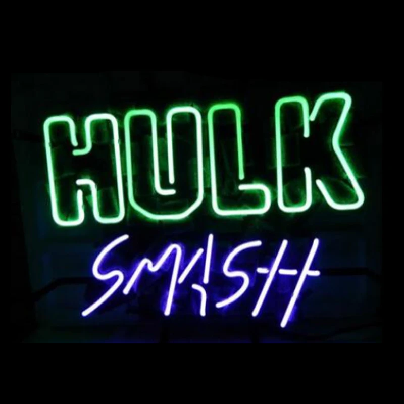 

HULK & SMASH Неоновая световая вывеска на заказ, ручная работа, настоящая стеклянная трубка, бар, отель, КТВ, магазин, украшение комнаты, лампа для дисплея 17 "X14"