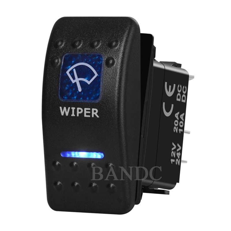 WIPER 7Pins On-Off-On DPDT Dual Blue Led Toggle Switch for ARB/Carling/NARVA 4x4 Style，12V 20A 24V 10A，Jumper Wires view 4