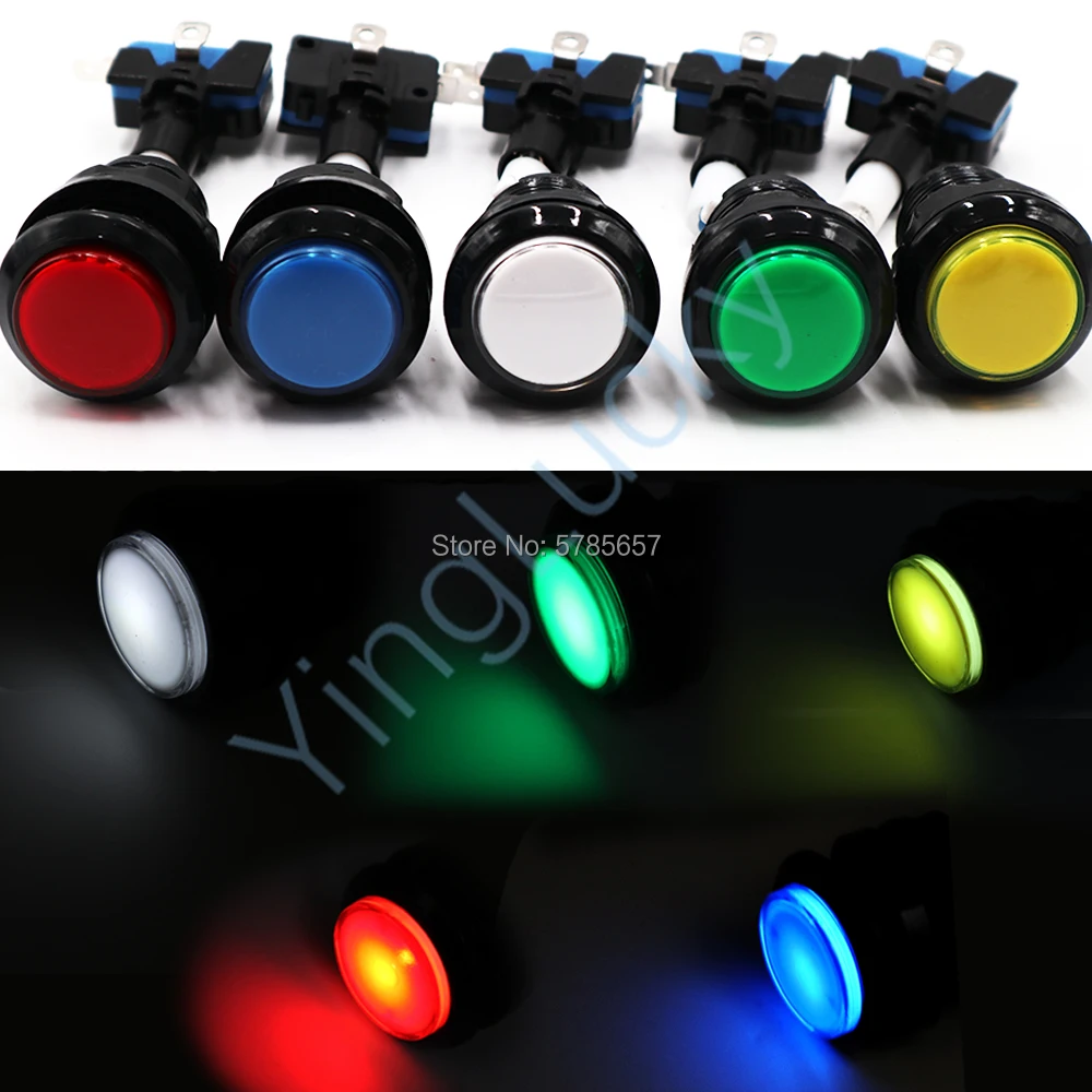 Arcade LED Illuminated Button with Micro Switch, Arcade Button Kit, Black Frame, 12V, 33mm, 10Pcs