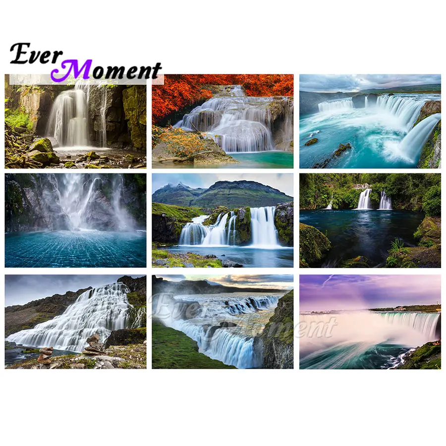 

Ever Moment Diamond Mosaic Painting Cross Stitch Kits Bedroom Decoration Nature Scenic Picture Mountain Waterfall DIY ASF2354