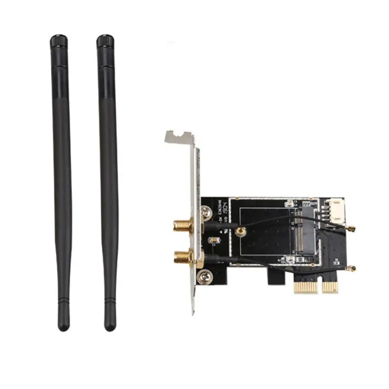 Cartão sem fio para pciE-1X a ngff-ekey pcie computador portátil wifi wlan adaptador de cartão placa de adaptador de antena dupla