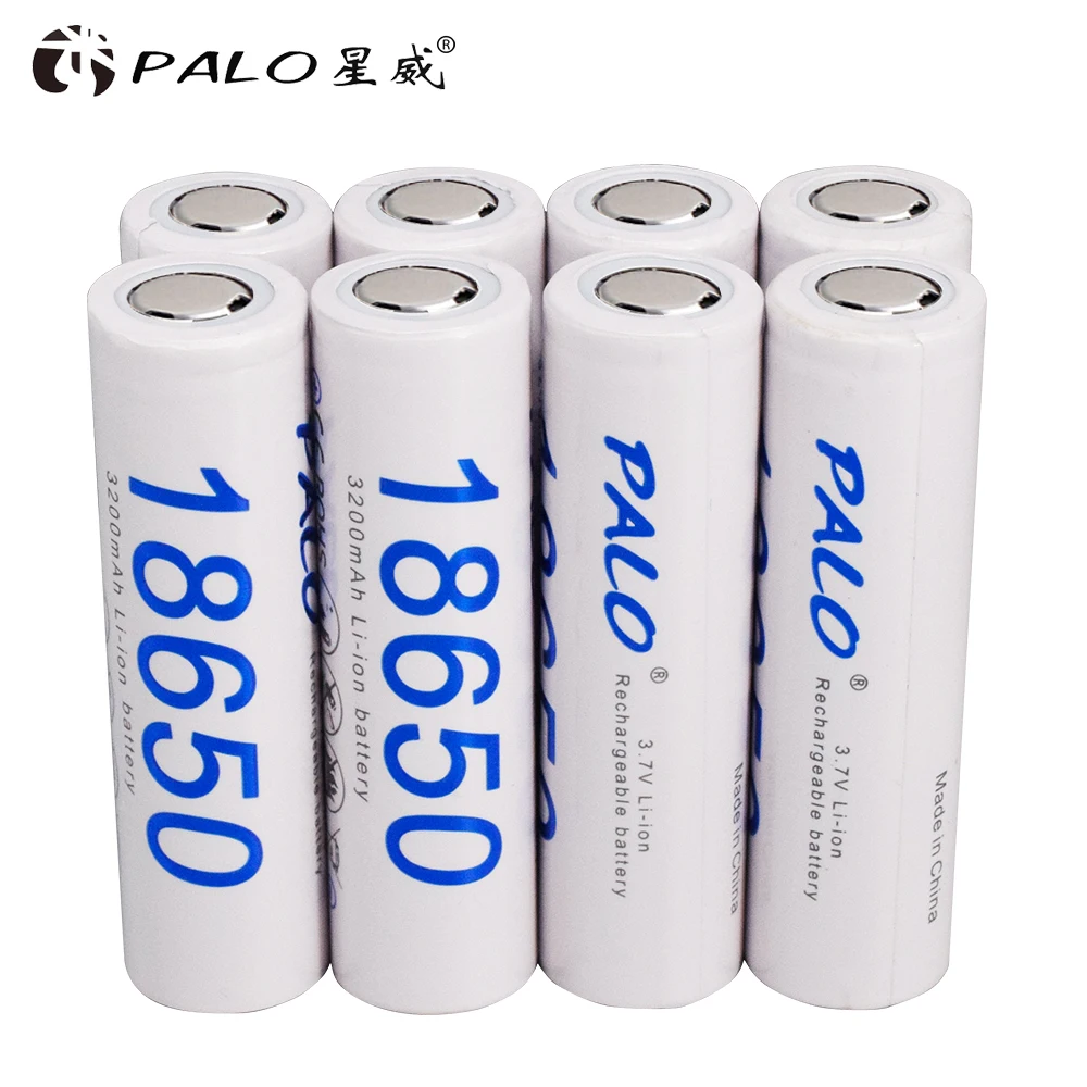 Bateria recarregável do lítio do li-íon dos pces 3.7v 3200mah 18650 de palo 4-12 para brinquedos da lanterna + carregador de bateria do íon do lcd 14500 18650 li