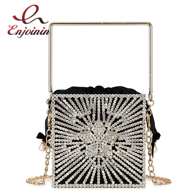 Chic Star Diamond Party Evening Bag Clutch Bag for Women Luxury Hollow Female Purses and Handbags Rhinestone Designer Chain Bag