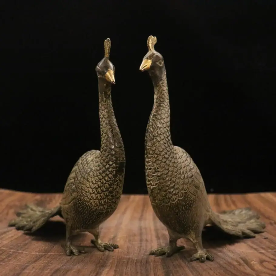 

Archaize brass peacock household decoration crafts statue A pair