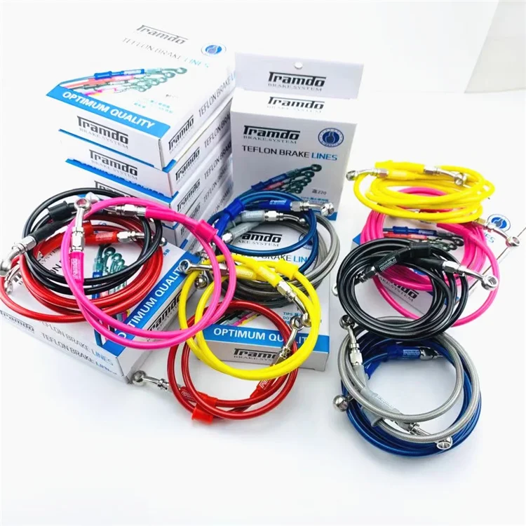 Universal 950mm - 2200mm Motorcycle Hydraulic Brake Hose Line Cable 28 degrees 10mm Banjo Pipe Line Braided oil hose