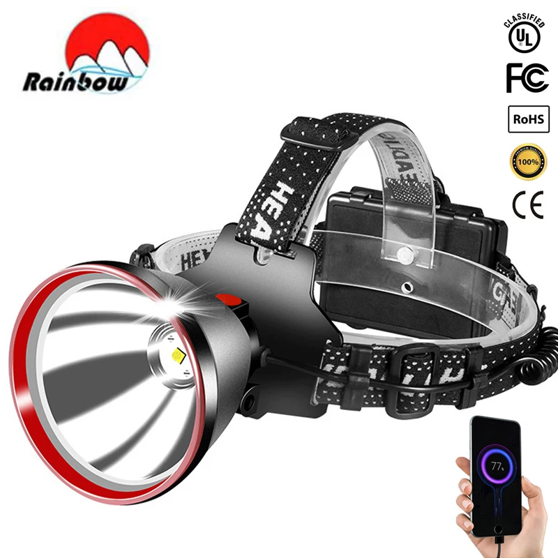 500000LM 1000M Long Range Led Headlamp Most Powerful Headlight 18650 USB Rechargeable Head Flashlight For Outdoor Biking Camp