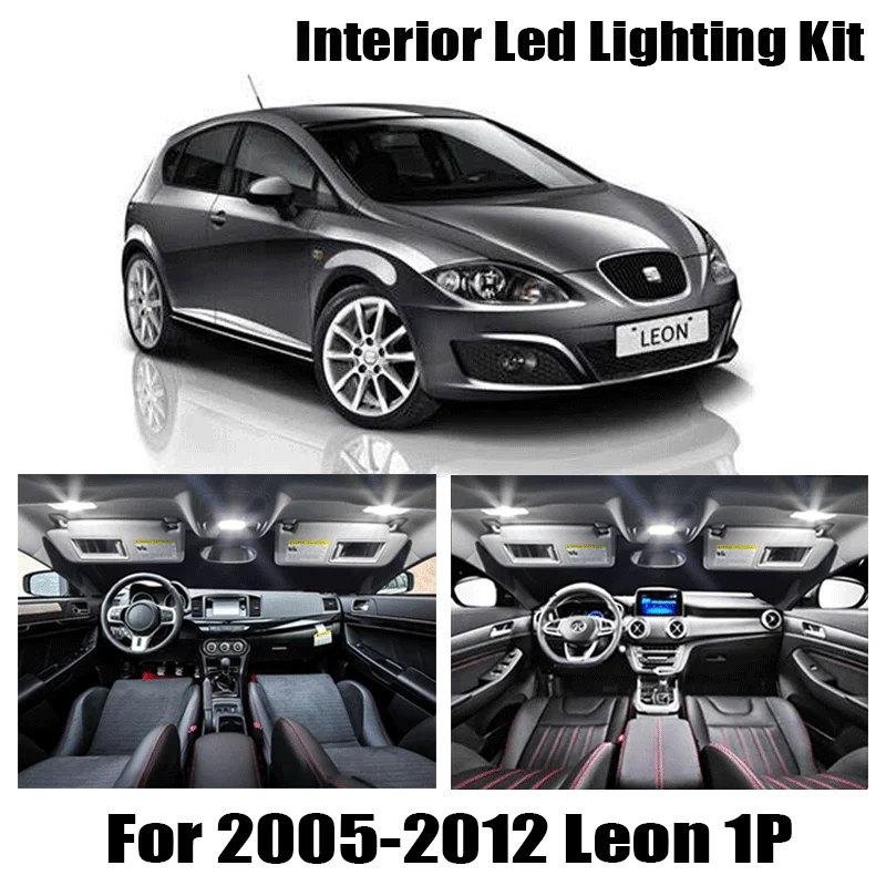 12pcs 100% error free LED Interior Reading dome map Lights bulb Kit for Seat Accessories for 2005-2012 Leon MK2 1P 1P1