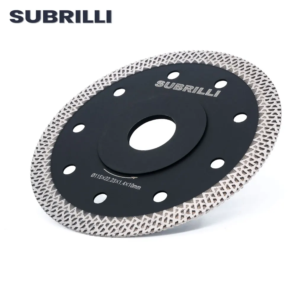 SUBRILLI 4" 4.5" 5" Diamond Cutting Disc Turbo Saw Blade Wheel Rim Cutter For Tile Marble Granite Stone Mesh Type 105/115/125mm
