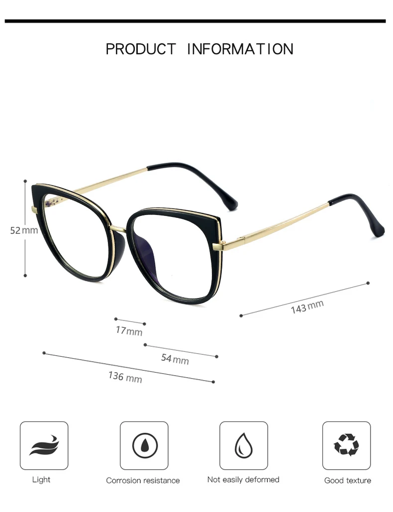 Blau Licht Blockieren Brille Rahmen für Frauen Brillen UV400 Filterung Schädlichen Blau Ray Optische Brillen Brillen Rahmen Weibliche – Detail 6