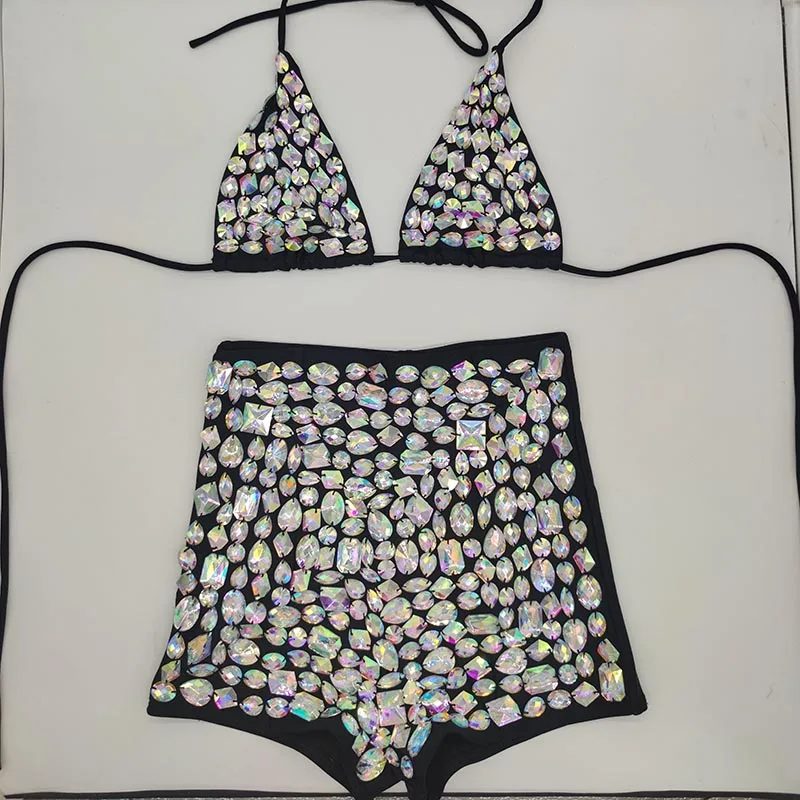 2020 venus vacation diamond bikini set rhinestone swimwear bandage swimsuit sexy women bathing suit push bling stones biquini