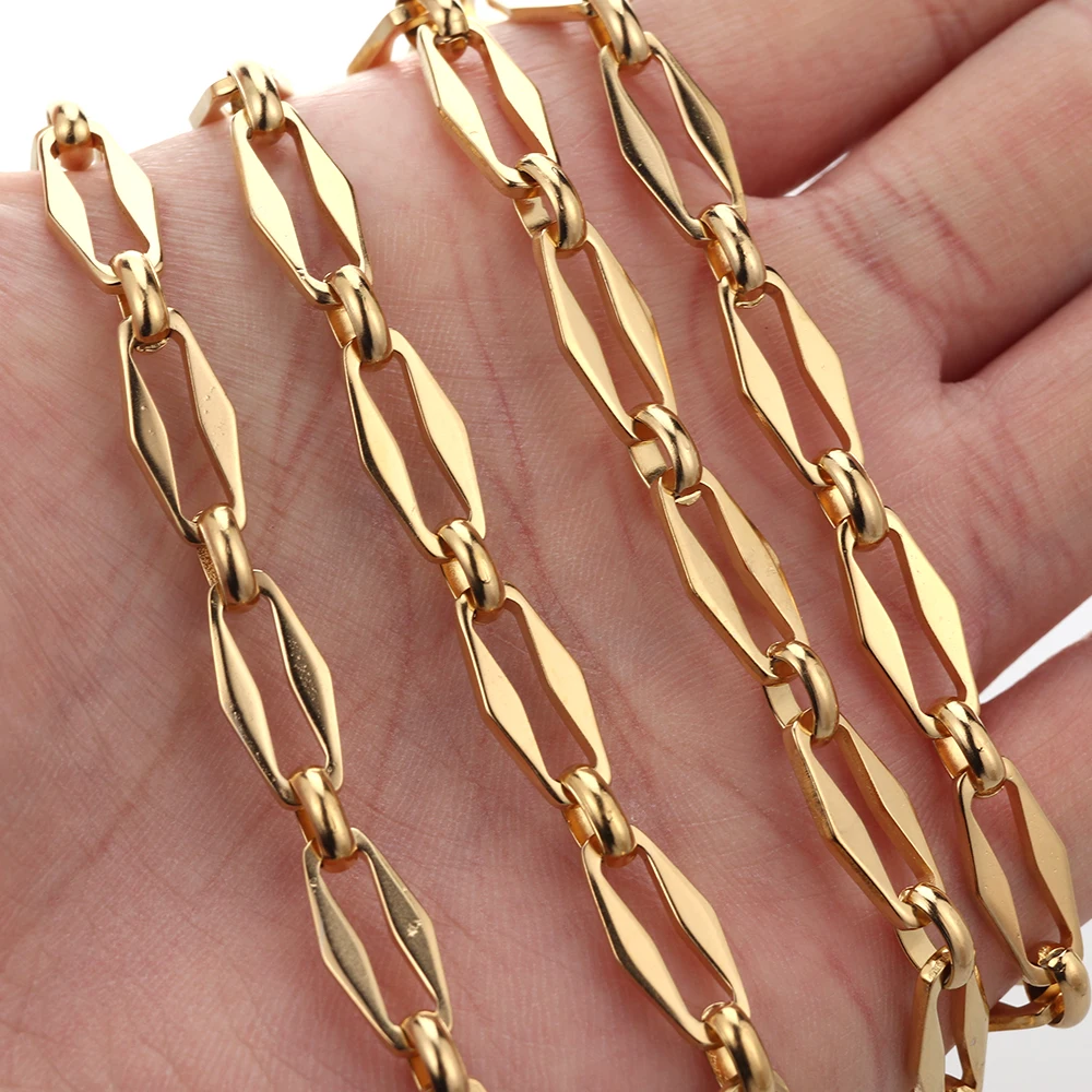 1 Meter Stainless Steel  Flat Chain Link for DIY Jewelry Gifts Necklace Bracelet Making Jewelry Accessories Bulk Wholesale