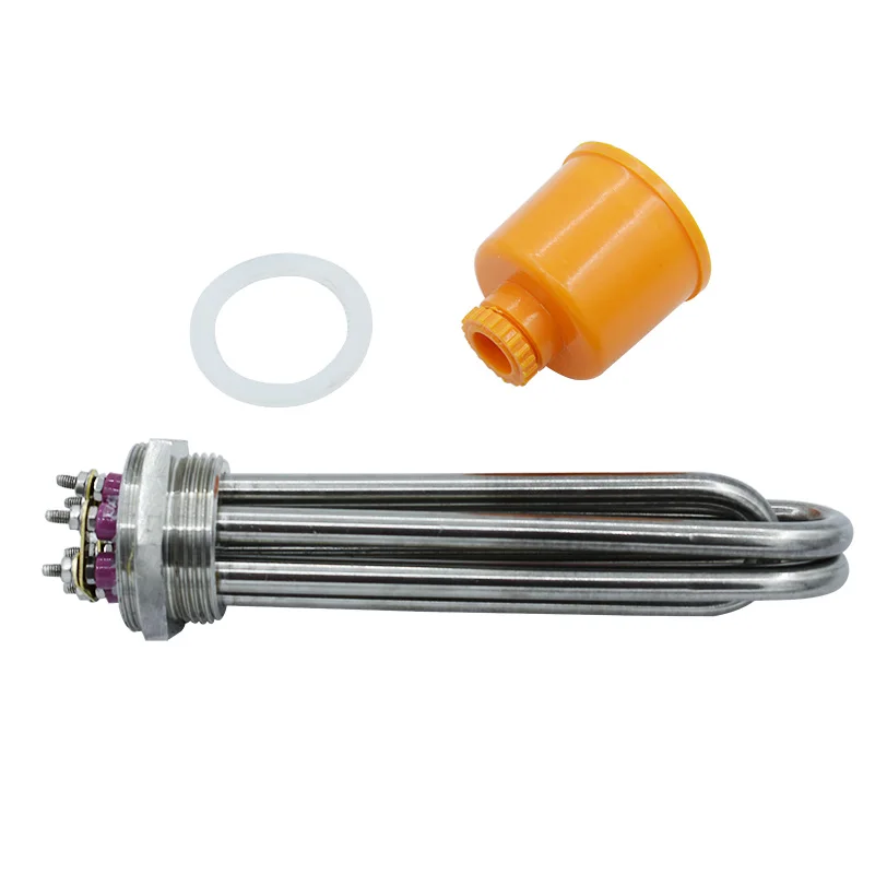 DN40 304 Stainless Steel Water Heaing Tube 220V/380V 3KW/4.5KW/6KW/9KW/12KW 47mm Thread Thicking Heater for Solar Water Tank