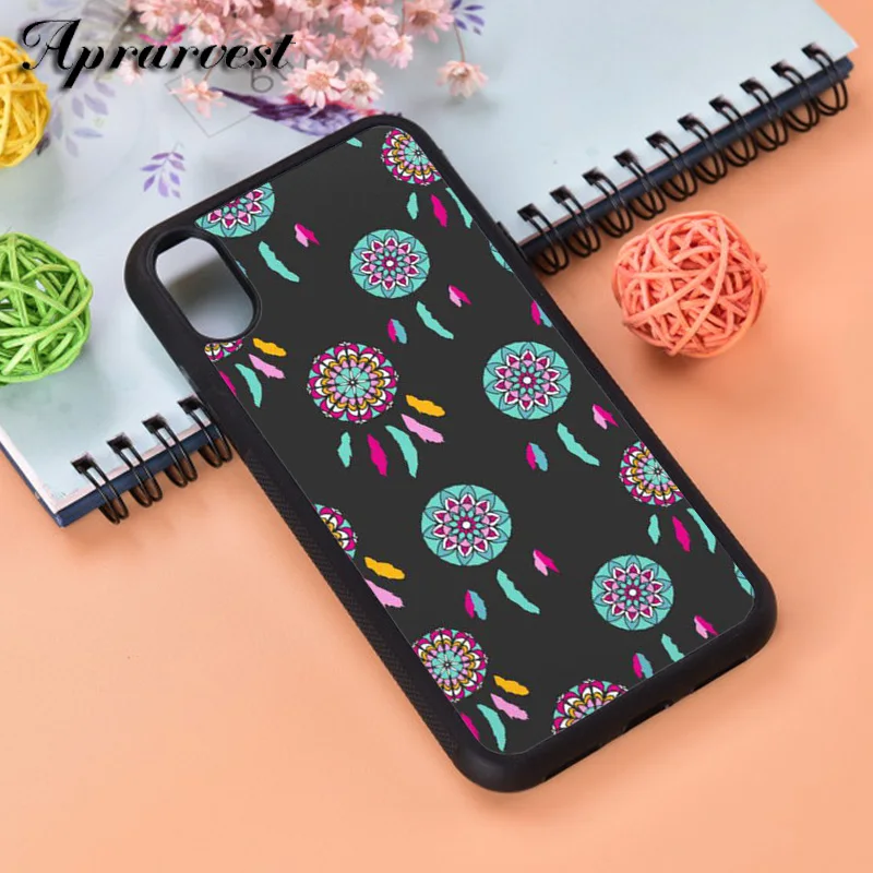 Aprarvest Dream Catcher Pattern Silicone Rubber Phone Case Cover For iPhone 6 6S 7 8 PLUS X XS XR 11 12 MINI PRO MAX