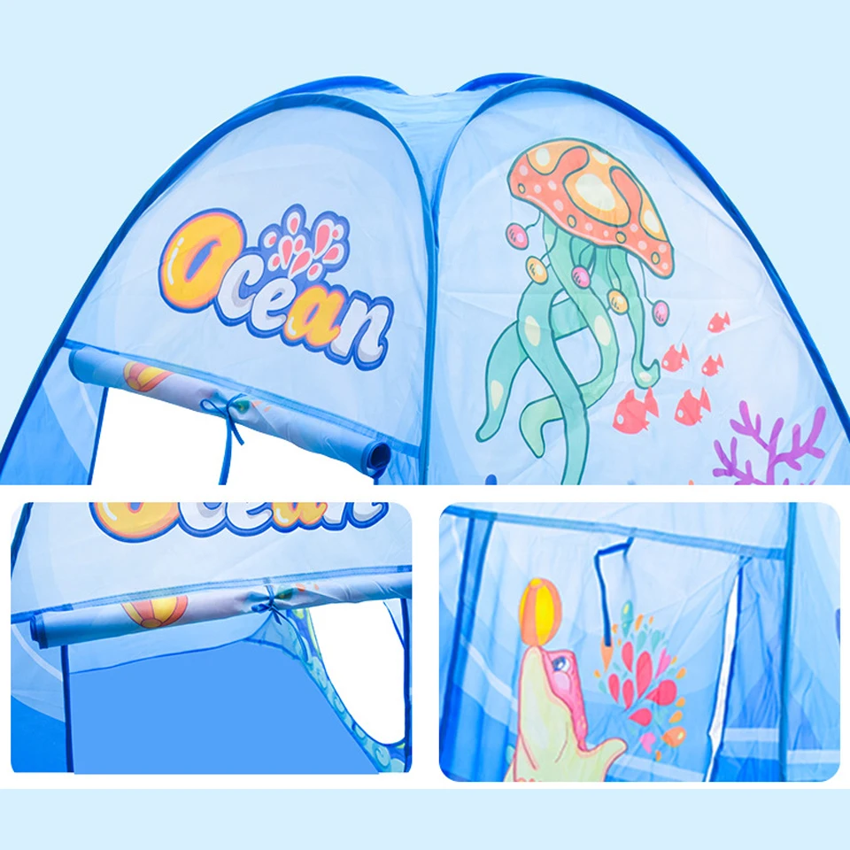 Tienda de campaña Tipi para niños, PISCINA DE BOLAS portátil para bebés, casa de juegos Wigwam con túnel para gatear, Tipi de bolas Oceánicas para