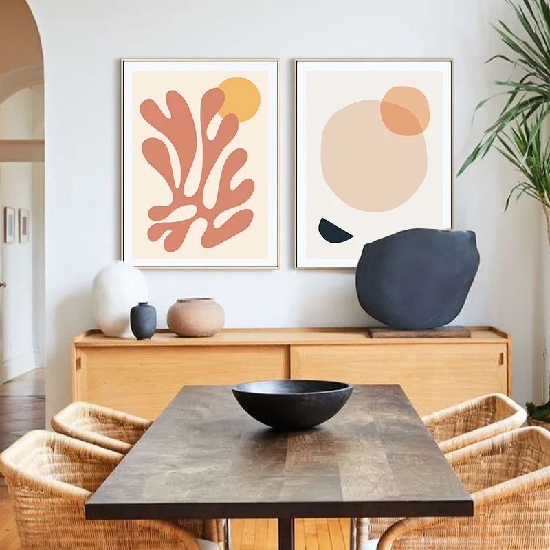 Einfache nordische abstrakte Geometrie Morandi Kunstposter kleine frische Wohnzimmer Dekoration Malerei Bild Kern Sprühmalerei