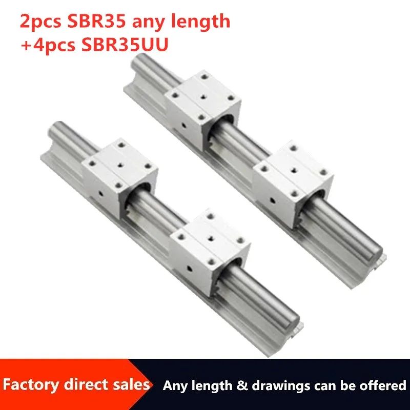 2pcs SBR35 100mm 500 800 350 700 1000 1150mm Linear Guides Rail Width 35mm+4pcs SBR35UU Bearing Block Slider LM35OPUU CNC Router