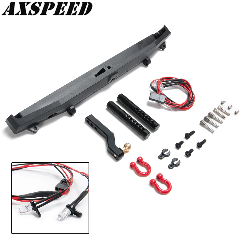 AXSPEED TRX4 Rear Bumper with LED Light and D-rings for 1/10 TRX-4 RC Crawler Car Upgrade Parts