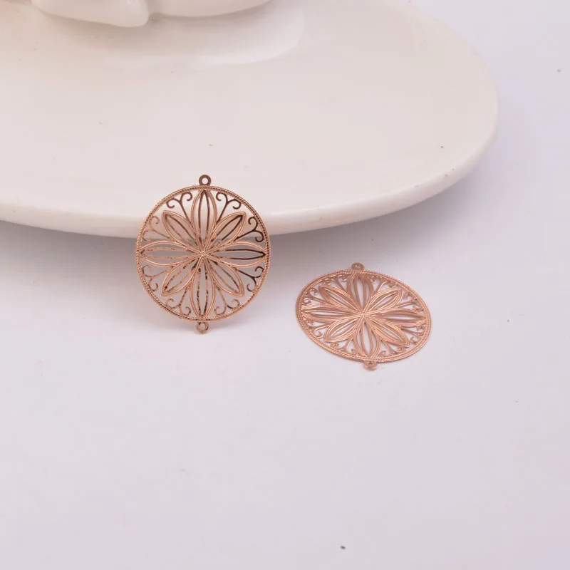 50 Stück AC9198 20*23mm Runder Blumen-Charm-Verbinder aus Metall-Messing für Schmuck, Ohrringe und Armbänder – Detail 10