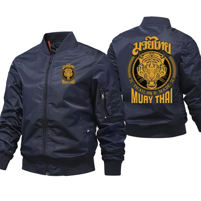 Muay Thai Tiger Bomber Jacket mężczyźni grube zimowe płaszcze drukowane ciepłe powietrze Pilot wiatrówka kurtki z suwakiem Hombre Dropshipping