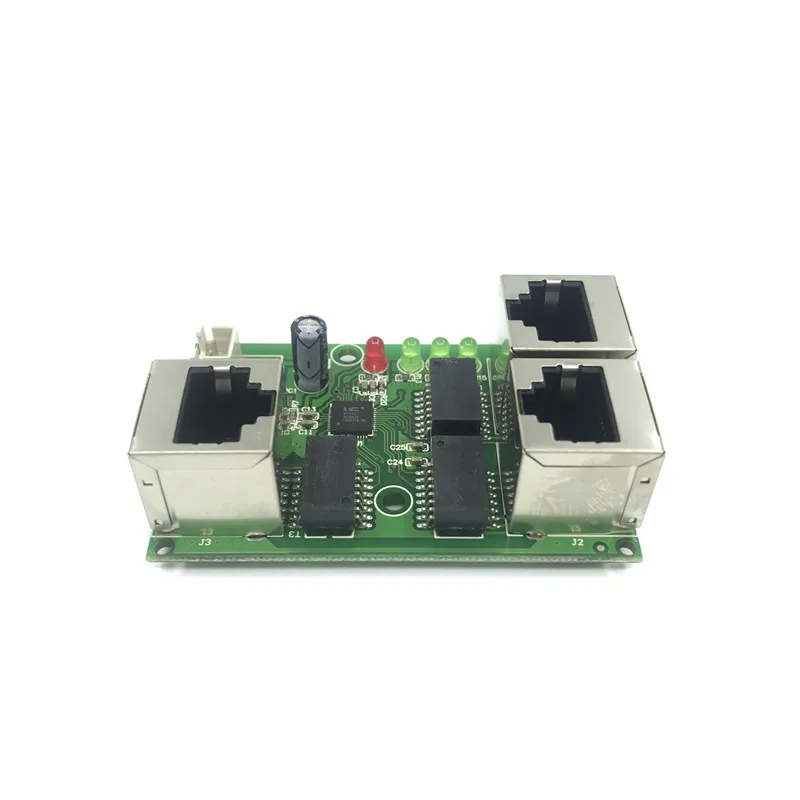 Industriële Kwaliteit Breed Temperatuur Low Power Netwerkbekabeling Mini Mini Ethernet 3 Port 10/100Mbps Verticale 180 Degreeswitchmodule