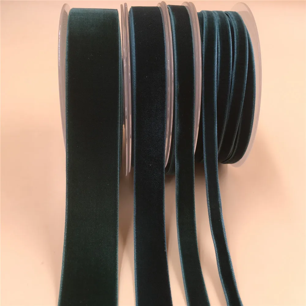 Dark Green Nylon Velvet Ribbon, Face única para decoração de casamento, Handmade Gift Embrulho, Bowknot DIY, 6mm, 9mm, 15mm, 25mm