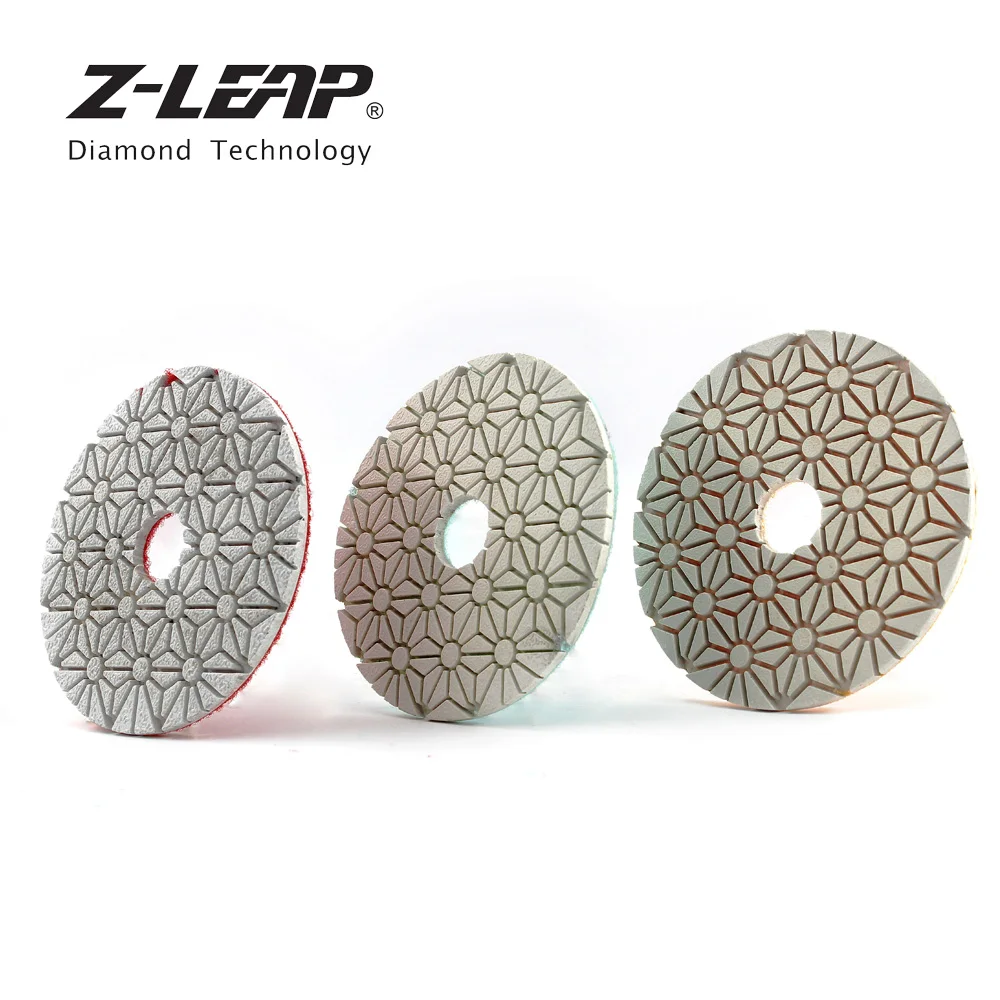 Z-LEAP 3pcs/set 100mm Flexible Diamond Polishing Pads 3 Steps Marble Granite Stone Abrasive Wheels 4