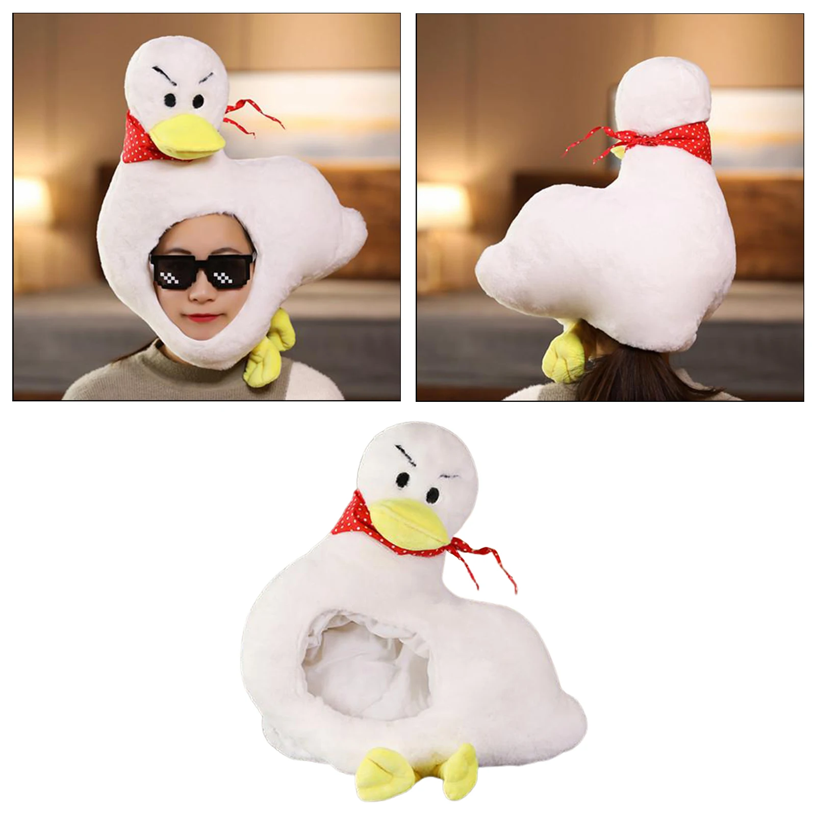 Funny Cute Soft Warm Winter Plush Duck Hat Holiday Party Headwear Cap Beanie Hat Kids Adults Gifts One Size Halloween Costume