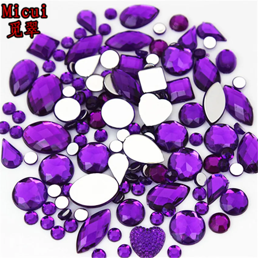 22g About 300pcs Mixed Shape Sizes Acrylic Rhinestones 3D Nail Art Crystal Stones Non Hotfix Flatback Craft DIY Decorations MC38