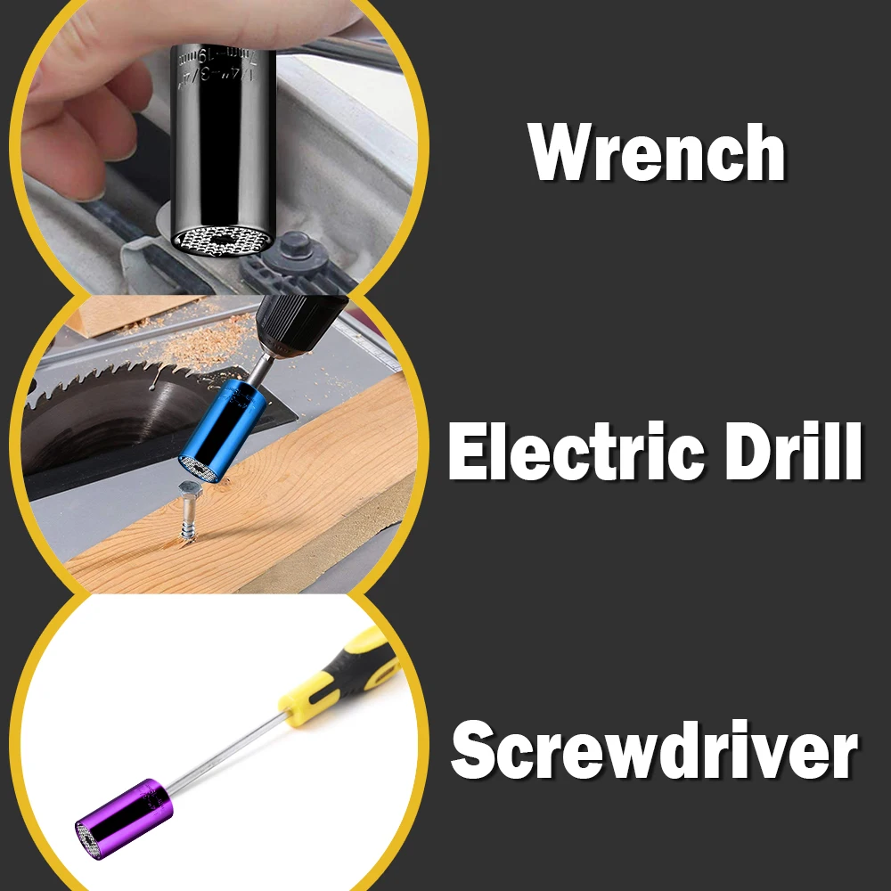 Universal Torque Wrench 7-19mm Socket Head Multifunctional Universal Sleeve Hardware Panner Portable Multi Hand Tools Wrench Set