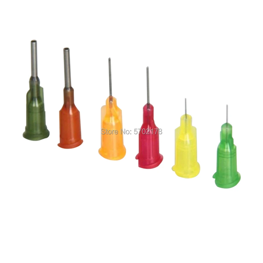 Dispensador de agulhas de plástico, dispensador de agulhas de precisão de plástico com parafuso para assento, 1/2 polegadas, 100 peças
