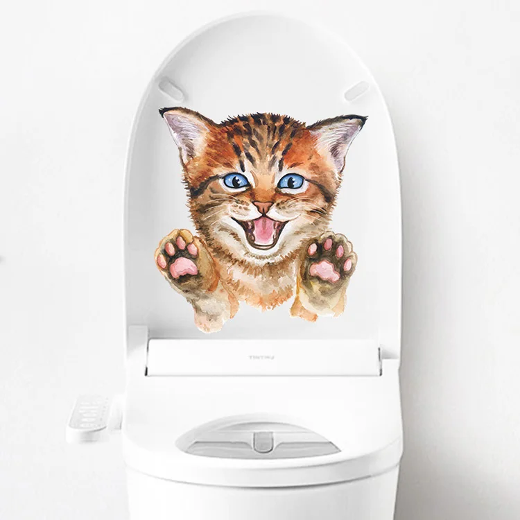 Niedlicher Katzen-Wandaufkleber, Wohnzimmer-Schrank-Dekoration, Tapete, Badezimmer-Toiletten-Wandbild für Heimdekoration, Kätzchen-Glasfenster-Aufkleber – Detail 3