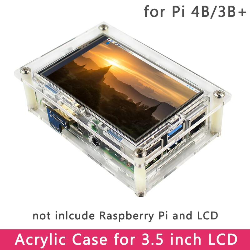 Raspberry Pi 4 Acrylic Case for 3.5 inch Touch Screen LCD Display compatible Raspberry Pi 4 Model B/3B+/3B Special Design