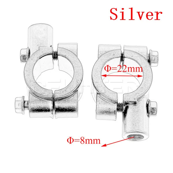 Motorrad Spiegel Halterung Clamp Rückspiegel Halter Adapter Silber Schwarz Metall 22mm 25mm Lenker 10mm 8mm Gewinde 2PCS