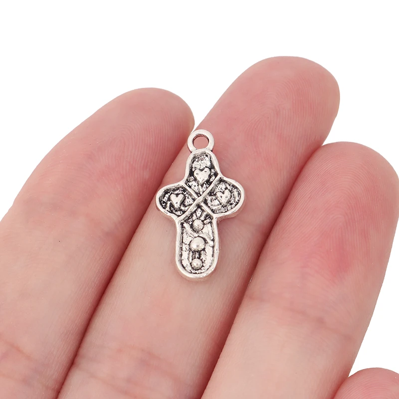 10 x Tibetan Silver Religion Cross Charms Beads for DIY Bracelet Necklace Jewelry Making Findings Accessories 21x15mm